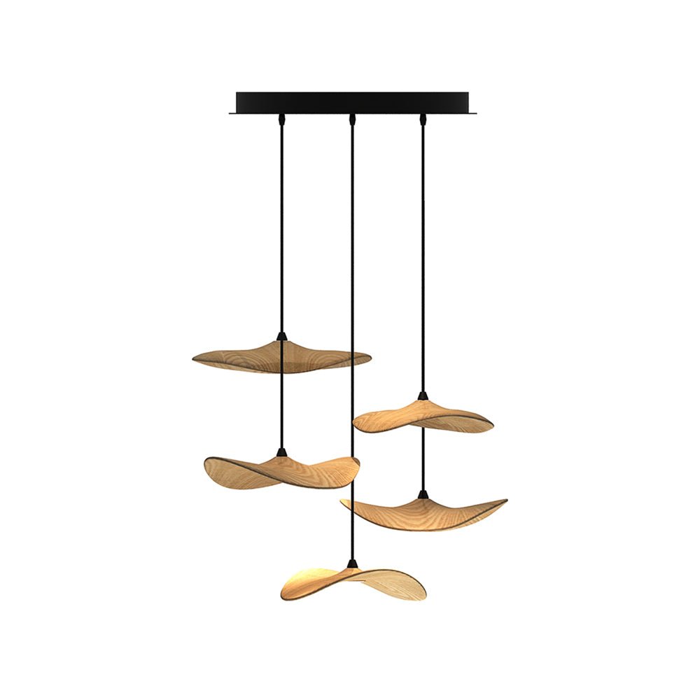 Abbott Moderne minimalistische kroonluchter met leeg houten bloemblaad