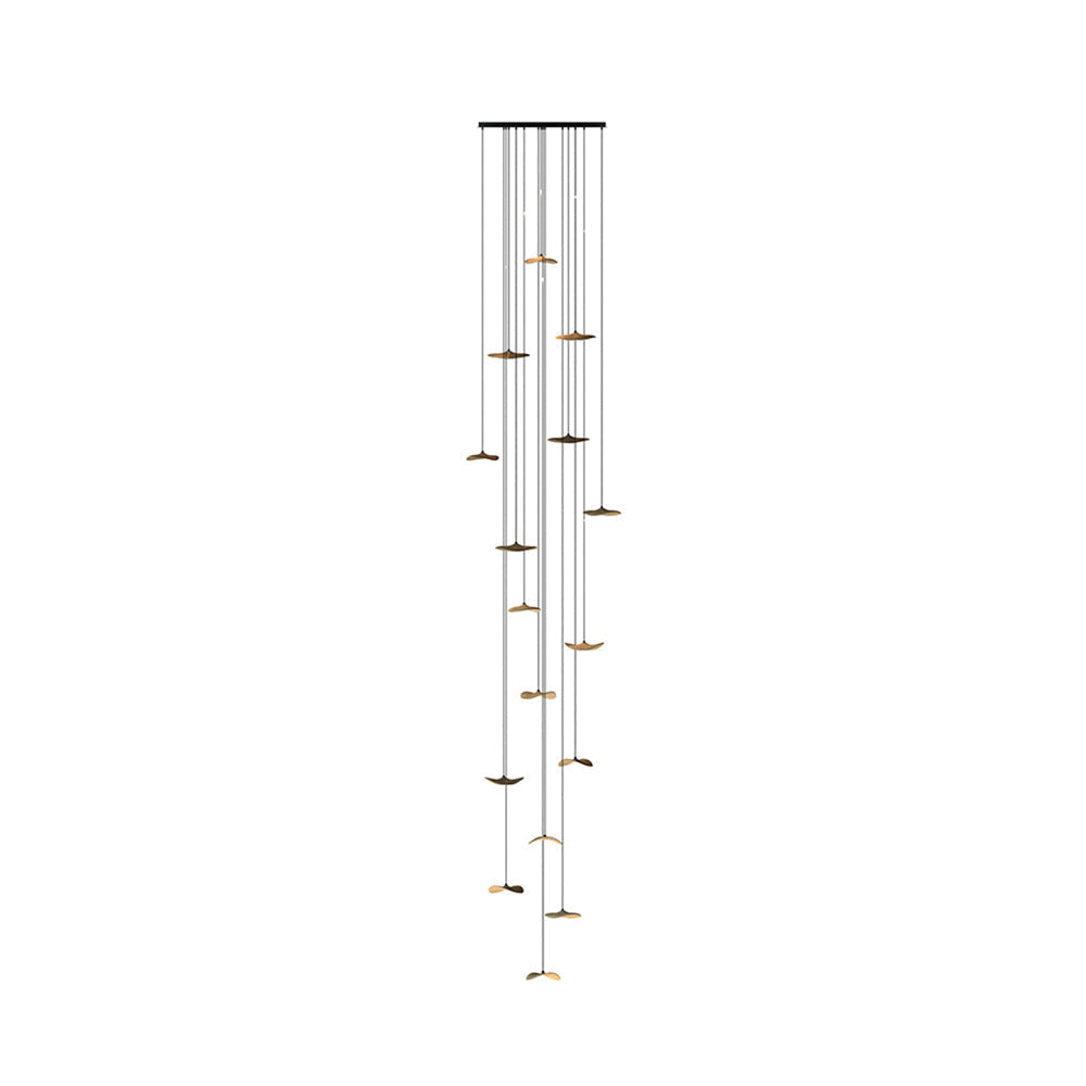 Abbott Moderne minimalistische kroonluchter met leeg houten bloemblaad