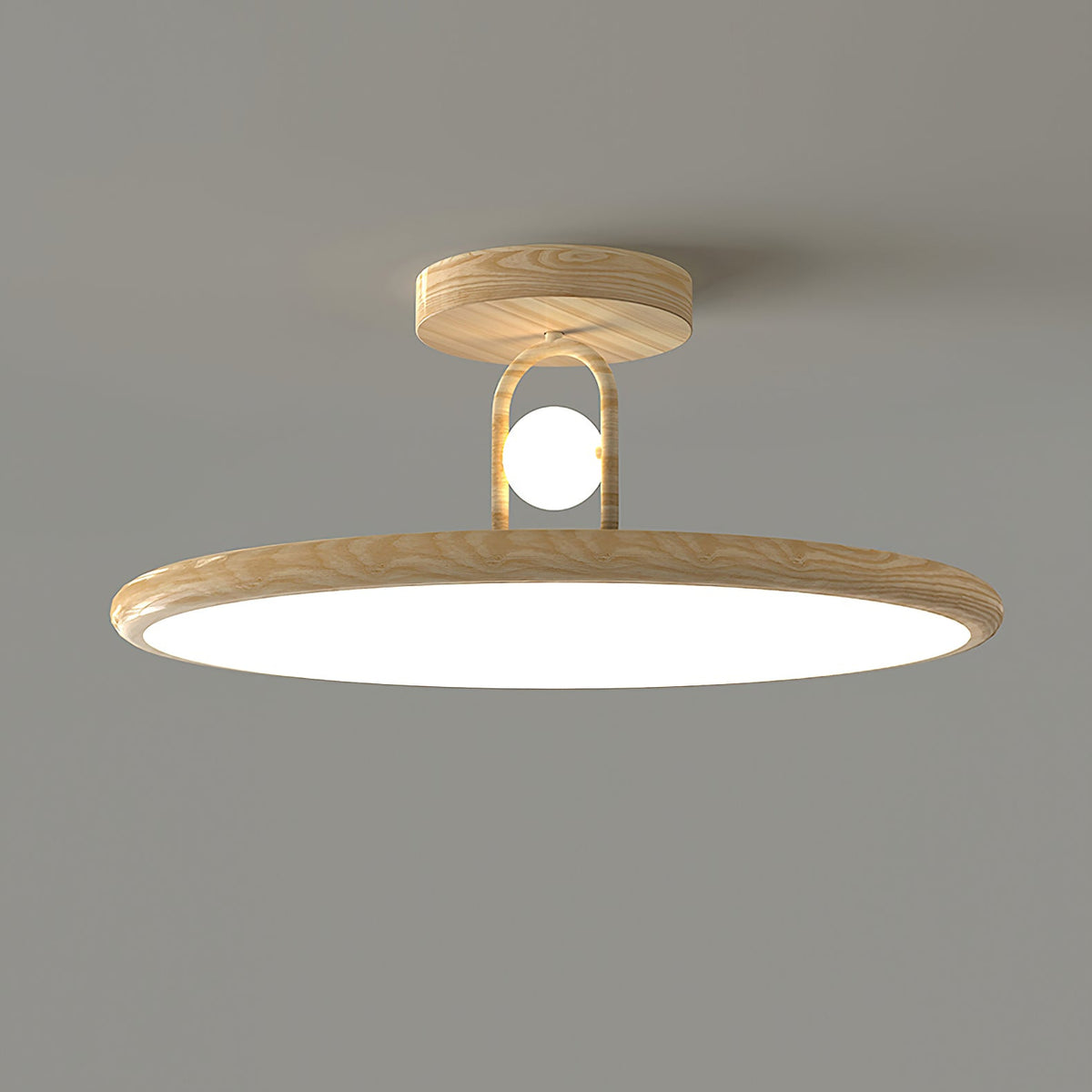 Mirisel Halo Vlakke plafondlamp Houtkleur Metaal