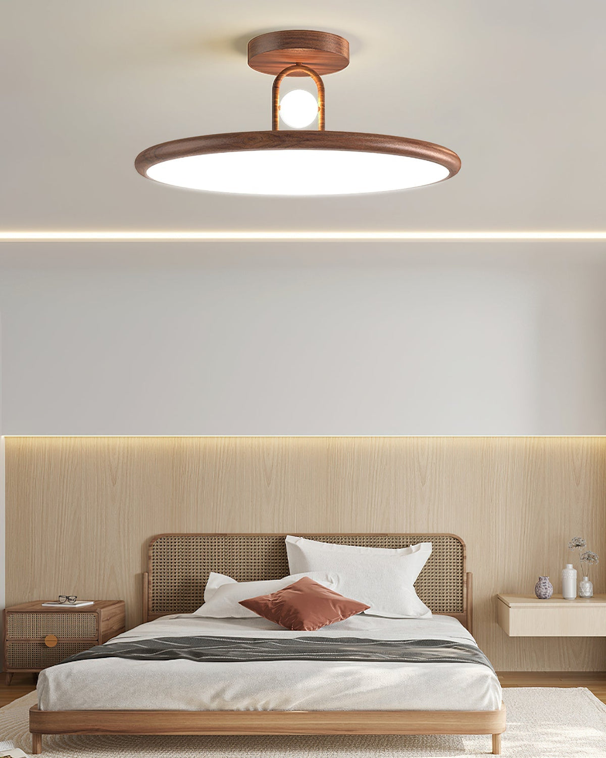 Mirisel Halo Vlakke plafondlamp Houtkleur Metaal