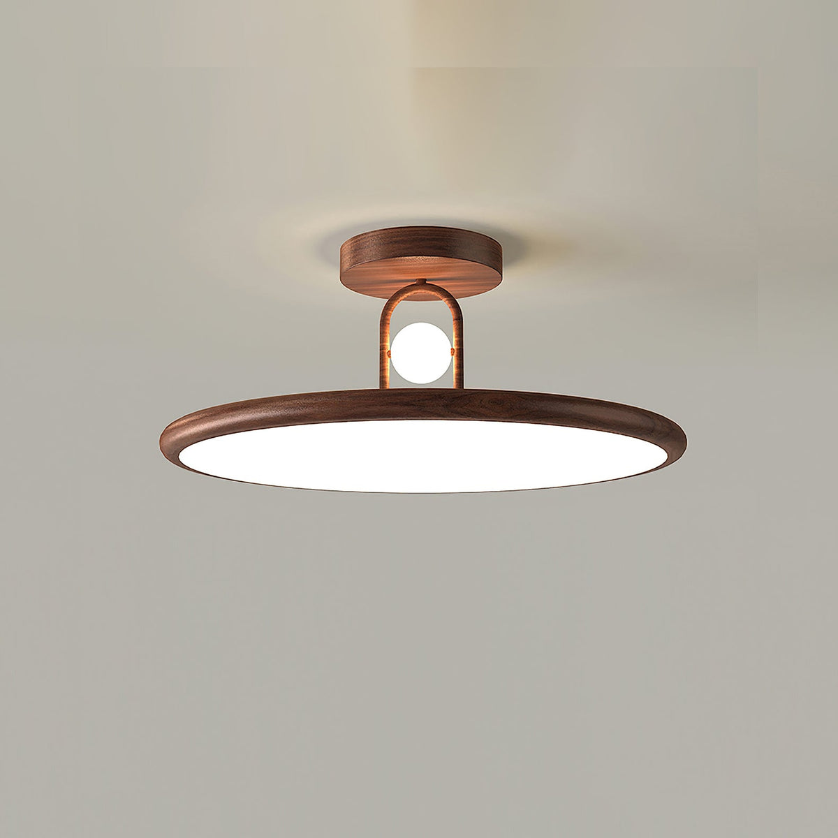 Mirisel Halo Vlakke plafondlamp Houtkleur Metaal