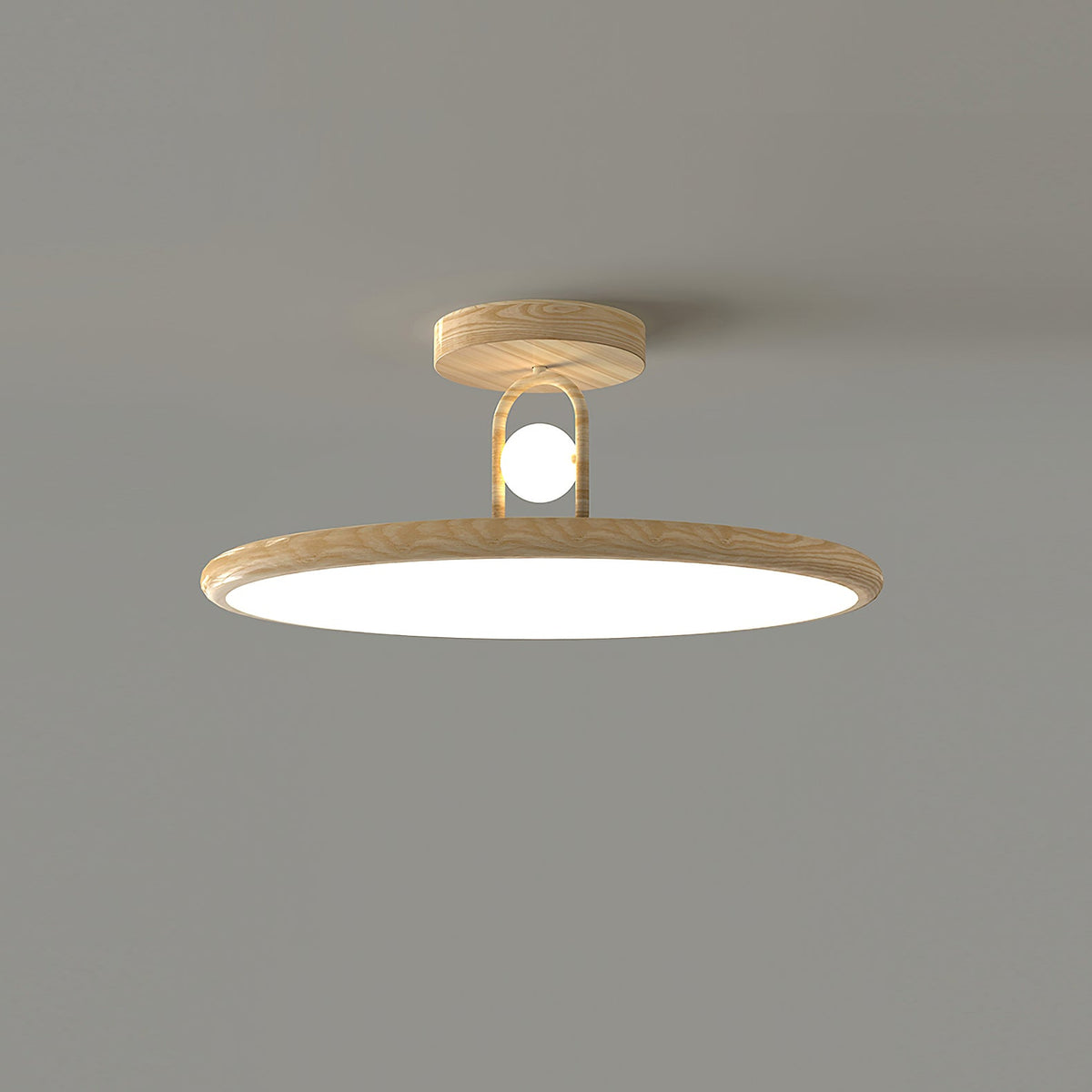Mirisel Halo Vlakke plafondlamp Houtkleur Metaal