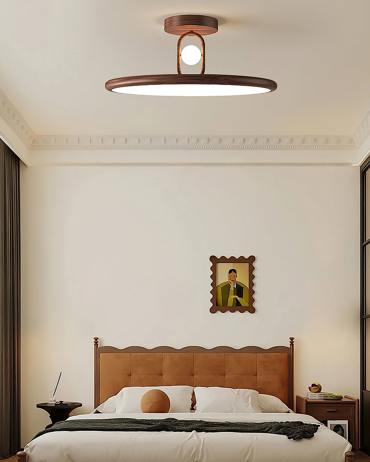 Mirisel Halo Vlakke plafondlamp Houtkleur Metaal