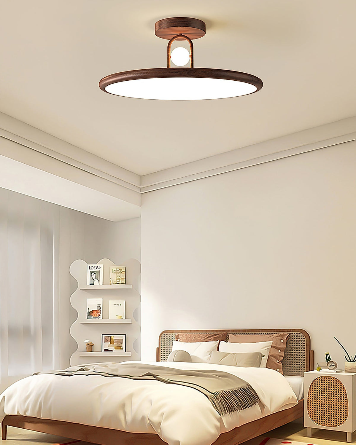Mirisel Halo Vlakke plafondlamp Houtkleur Metaal
