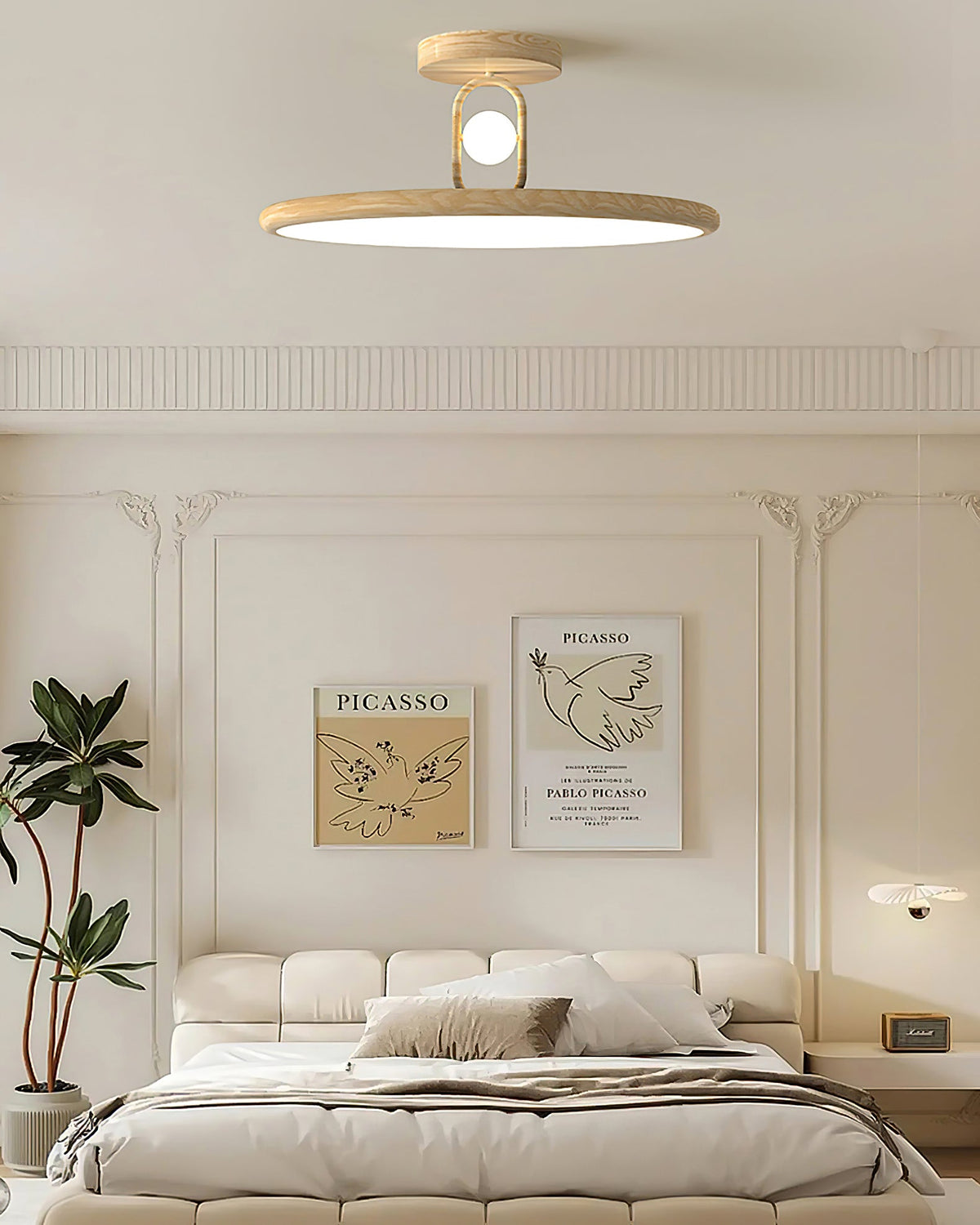 Mirisel Halo Vlakke plafondlamp Houtkleur Metaal