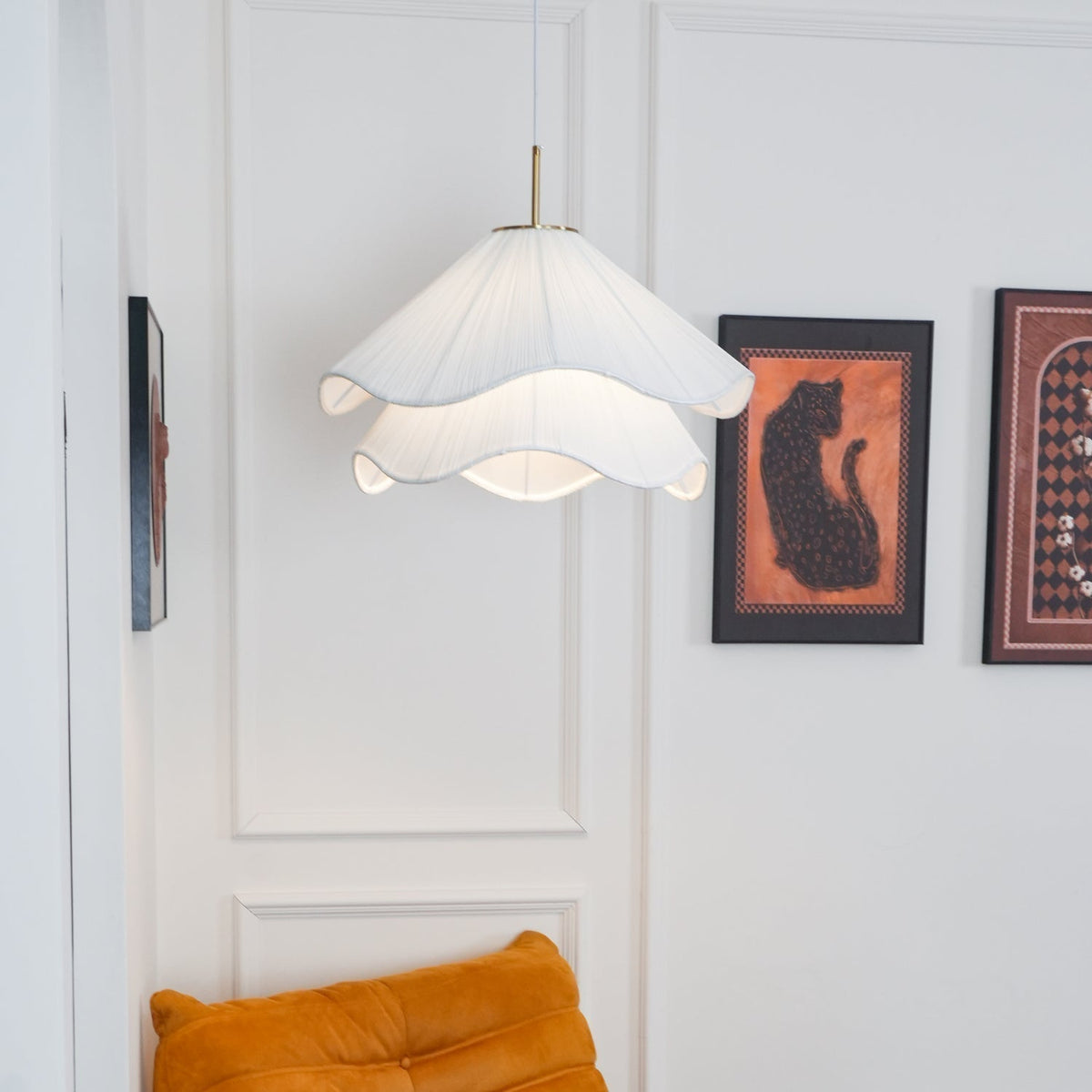 Cirirenne elegante bloemvormige stoffen hanglamp