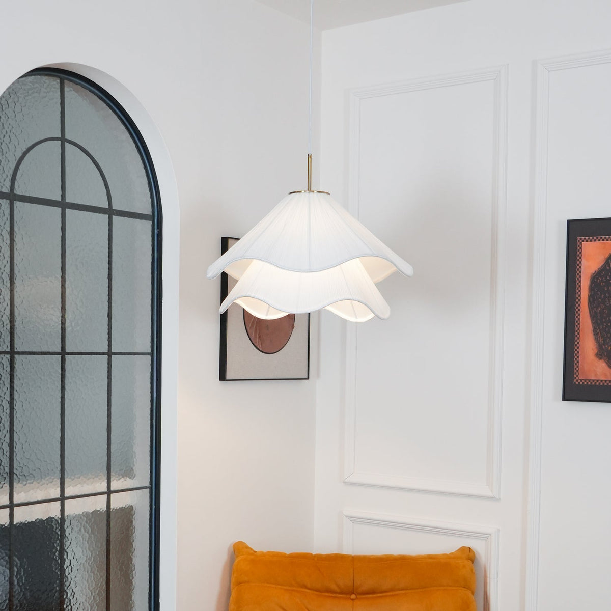 Cirirenne elegante bloemvormige stoffen hanglamp