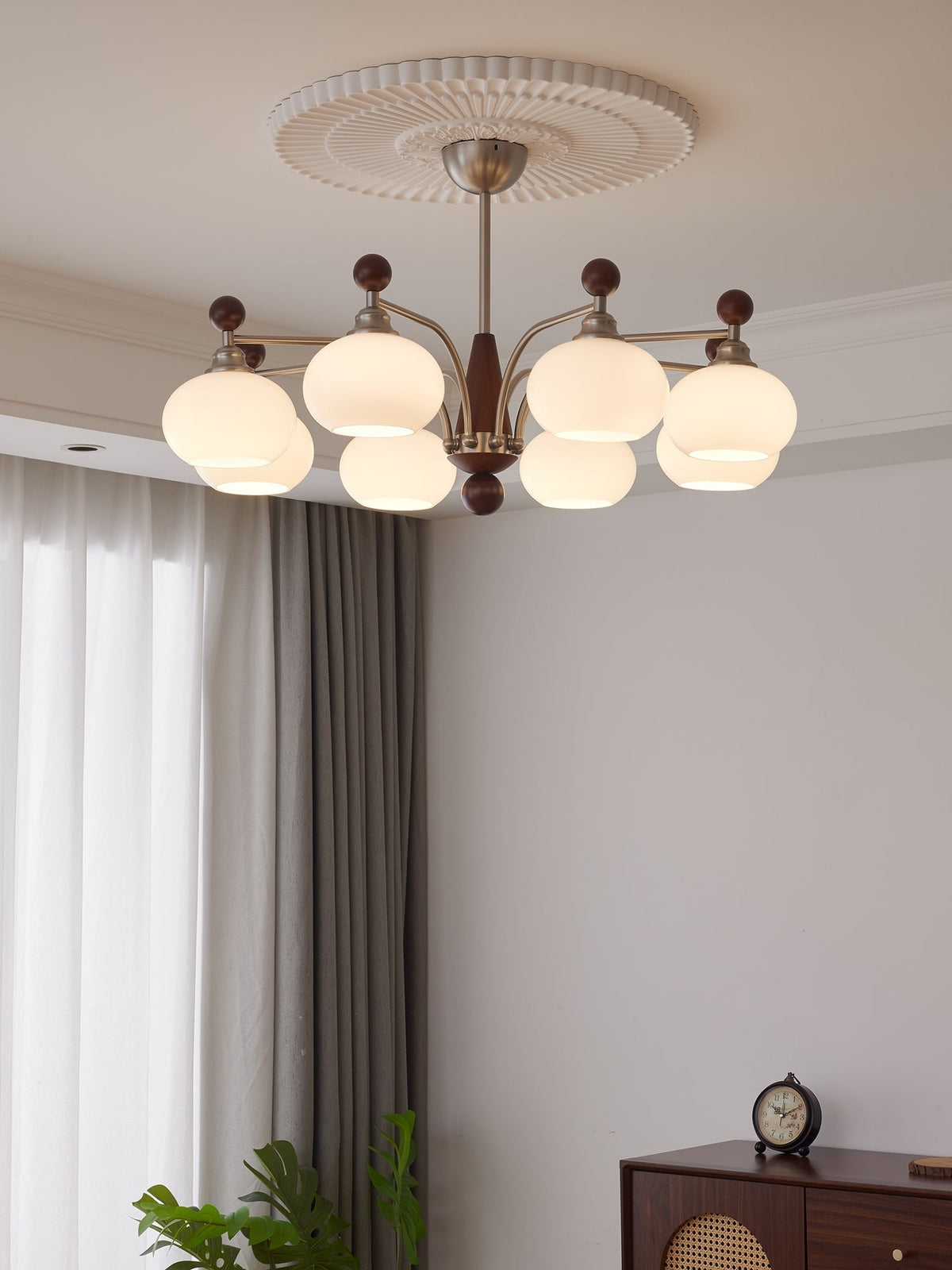 Ivloria Traditionele Elegantie Orbit Hout glas Kroonluchter