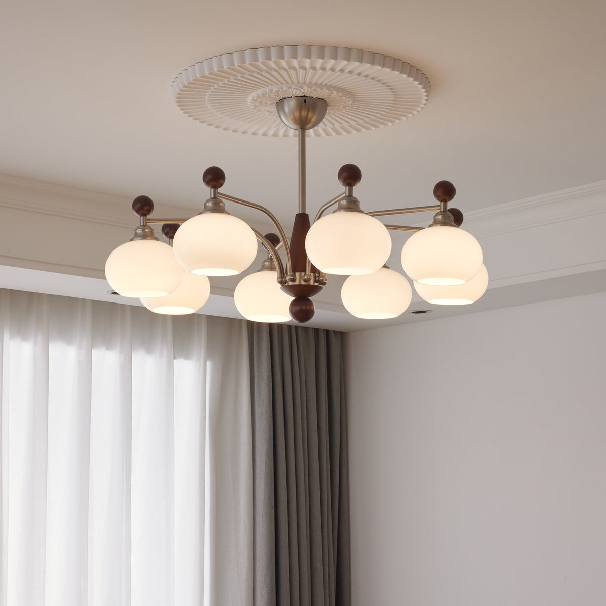 Ivloria Traditionele Elegantie Orbit Hout glas Kroonluchter