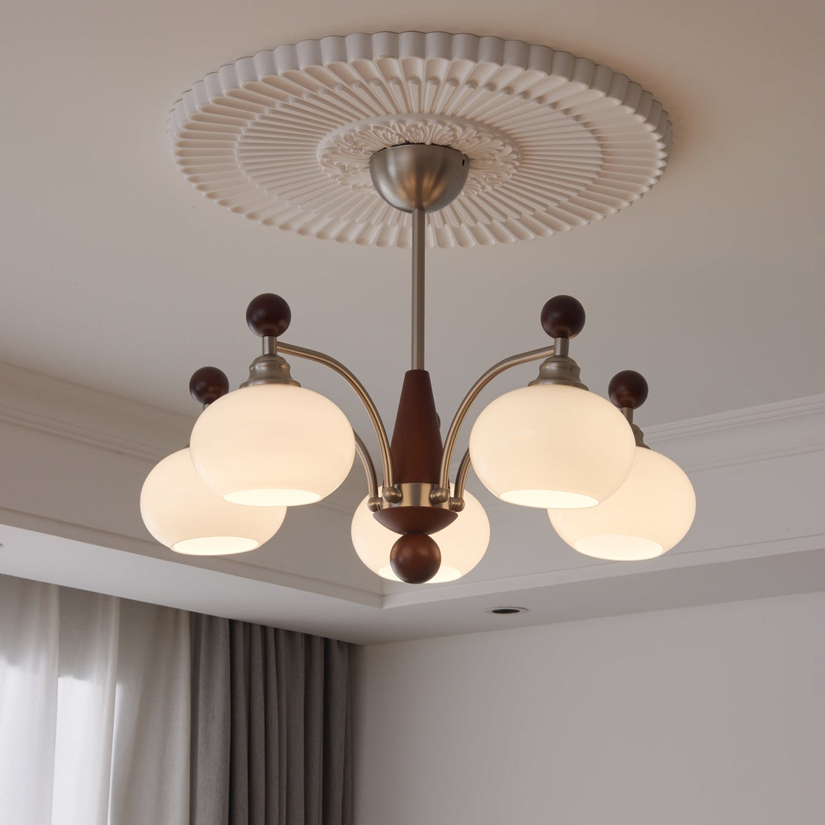 Ivloria Traditionele Elegantie Orbit Hout glas Kroonluchter