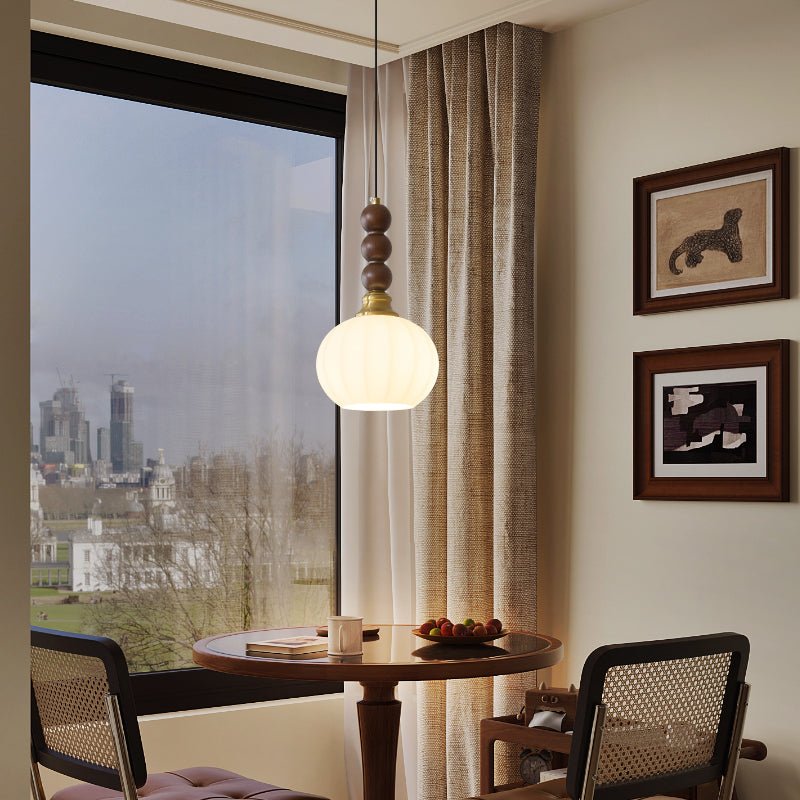 Vothaila Traditionele Elegantie Vintage glas Hout hanglamp