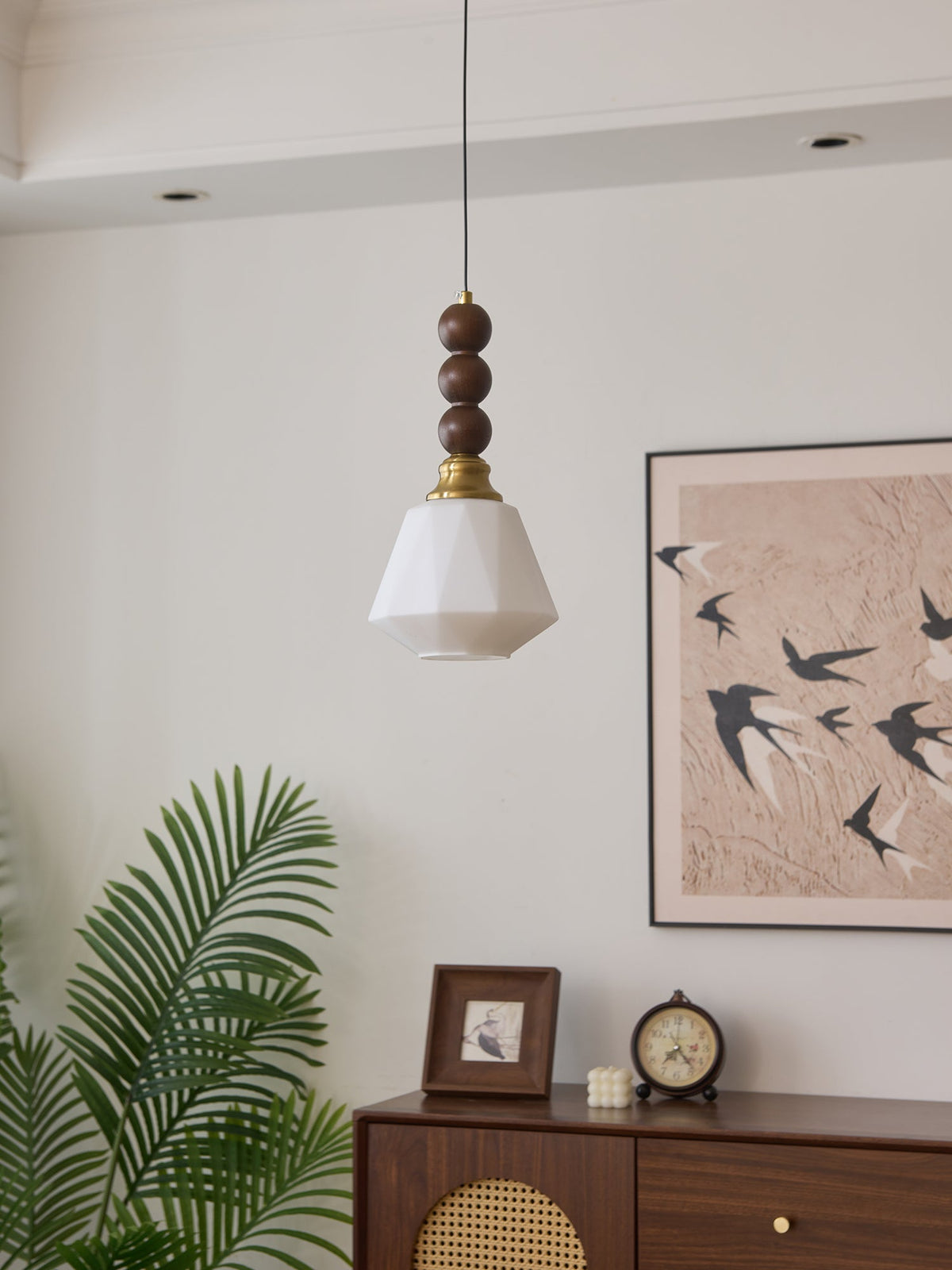 Vothaila Traditionele Elegantie Vintage glas Hout hanglamp
