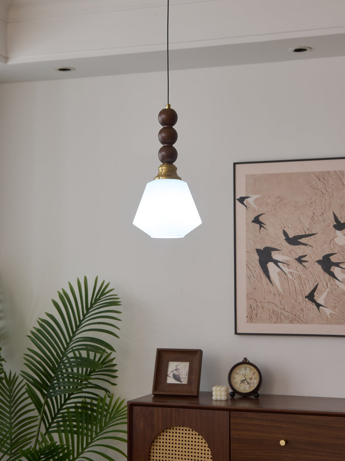 Vothaila Traditionele Elegantie Vintage glas Hout hanglamp