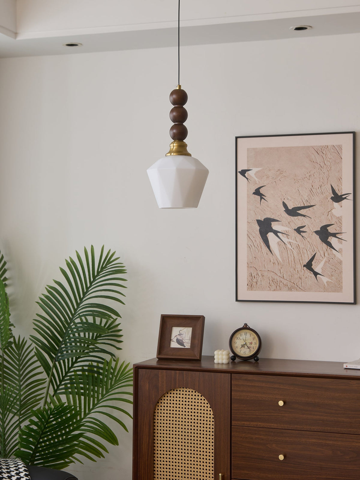 Vothaila Traditionele Elegantie Vintage glas Hout hanglamp