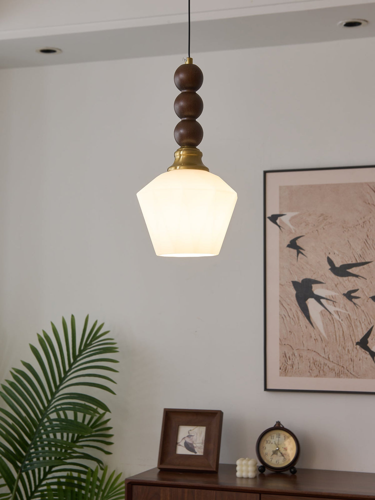 Vothaila Traditionele Elegantie Vintage glas Hout hanglamp