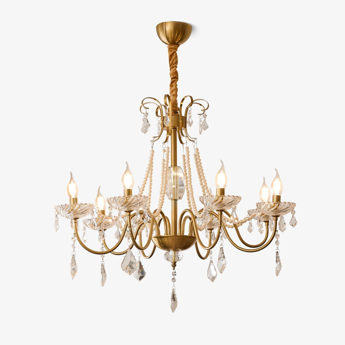 Evaria traditionele luxe kroonluchter met kristal en parels