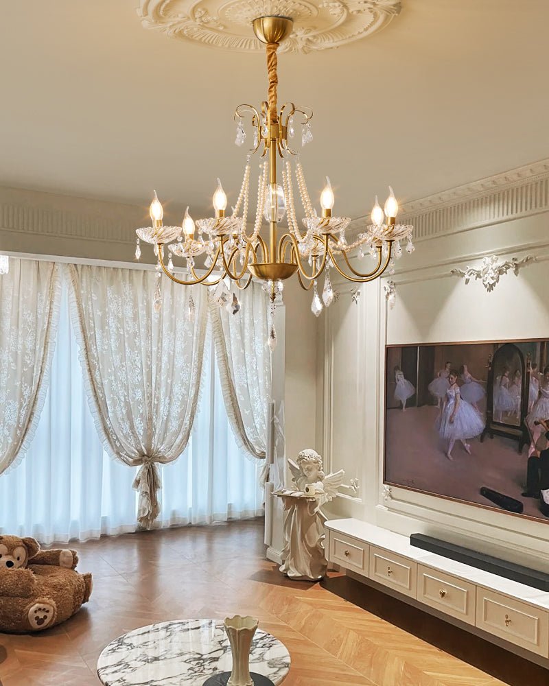 Evaria traditionele luxe kroonluchter met kristal en parels