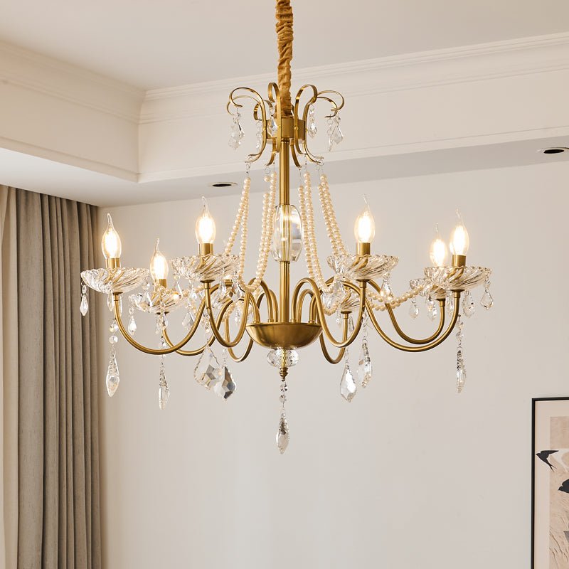 Evaria traditionele luxe kroonluchter met kristal en parels