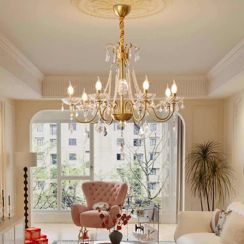 Evaria traditionele luxe kroonluchter met kristal en parels