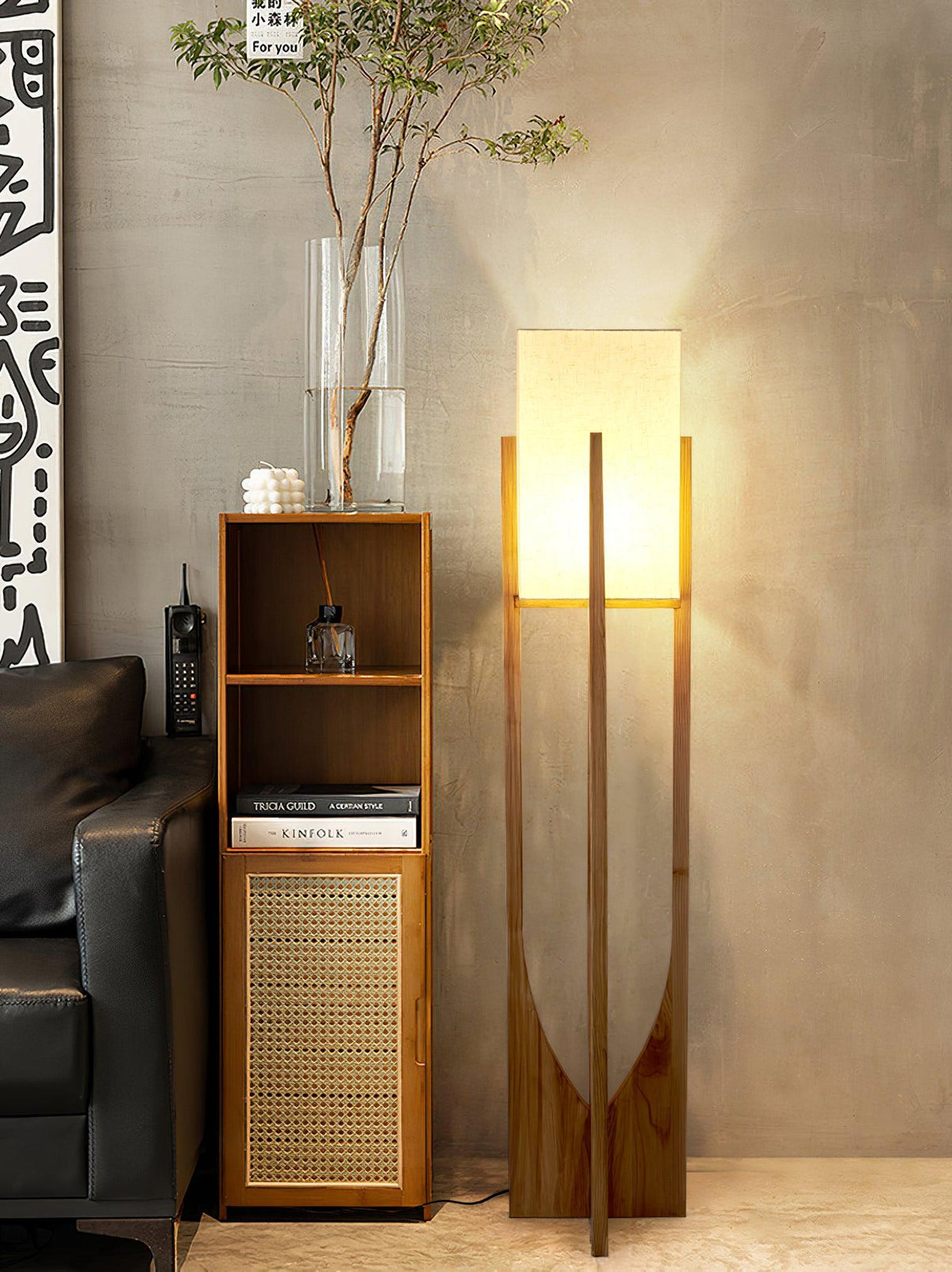 Syleia vloerlamp van hout modern