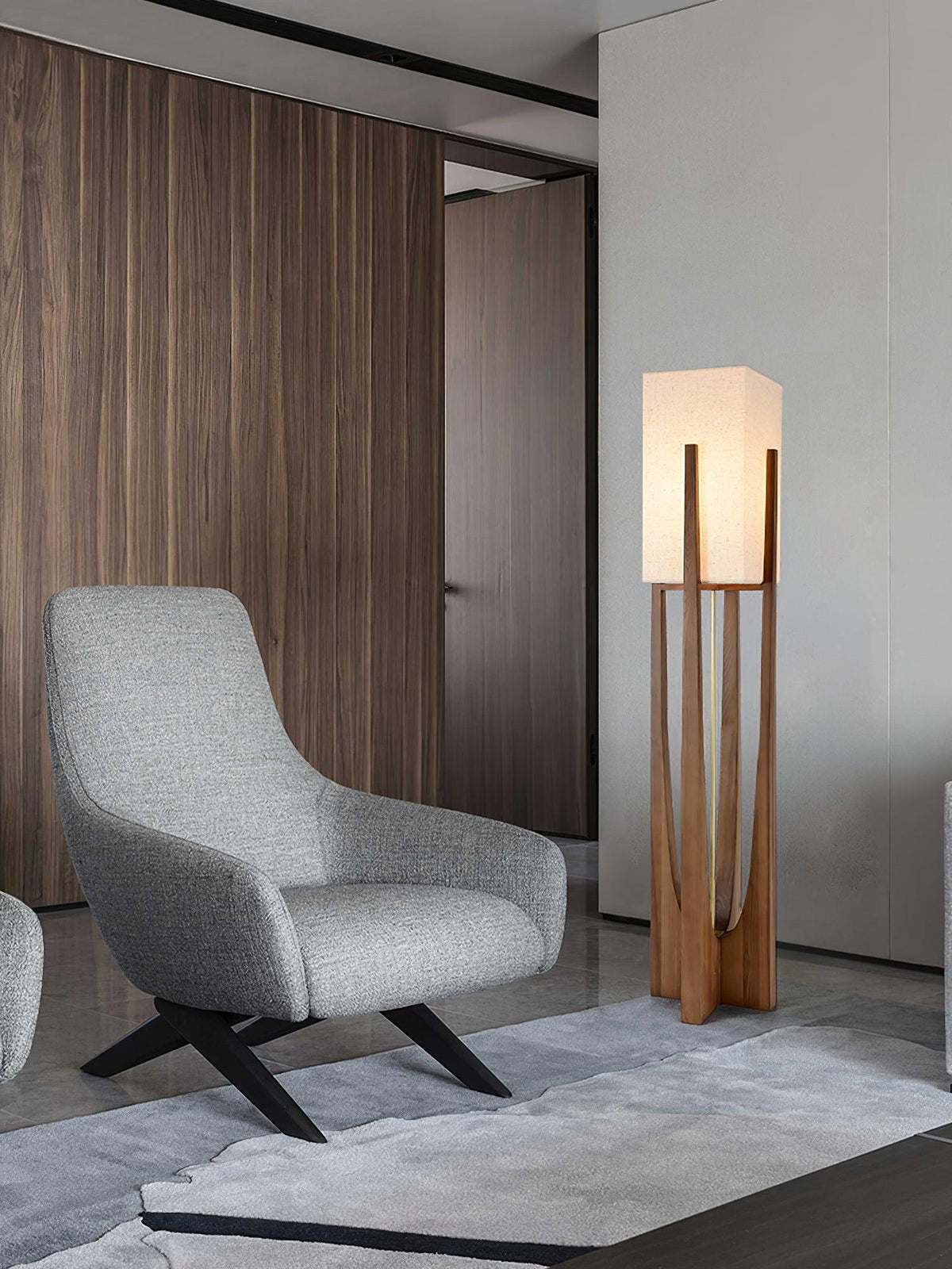 Syleia vloerlamp van hout modern