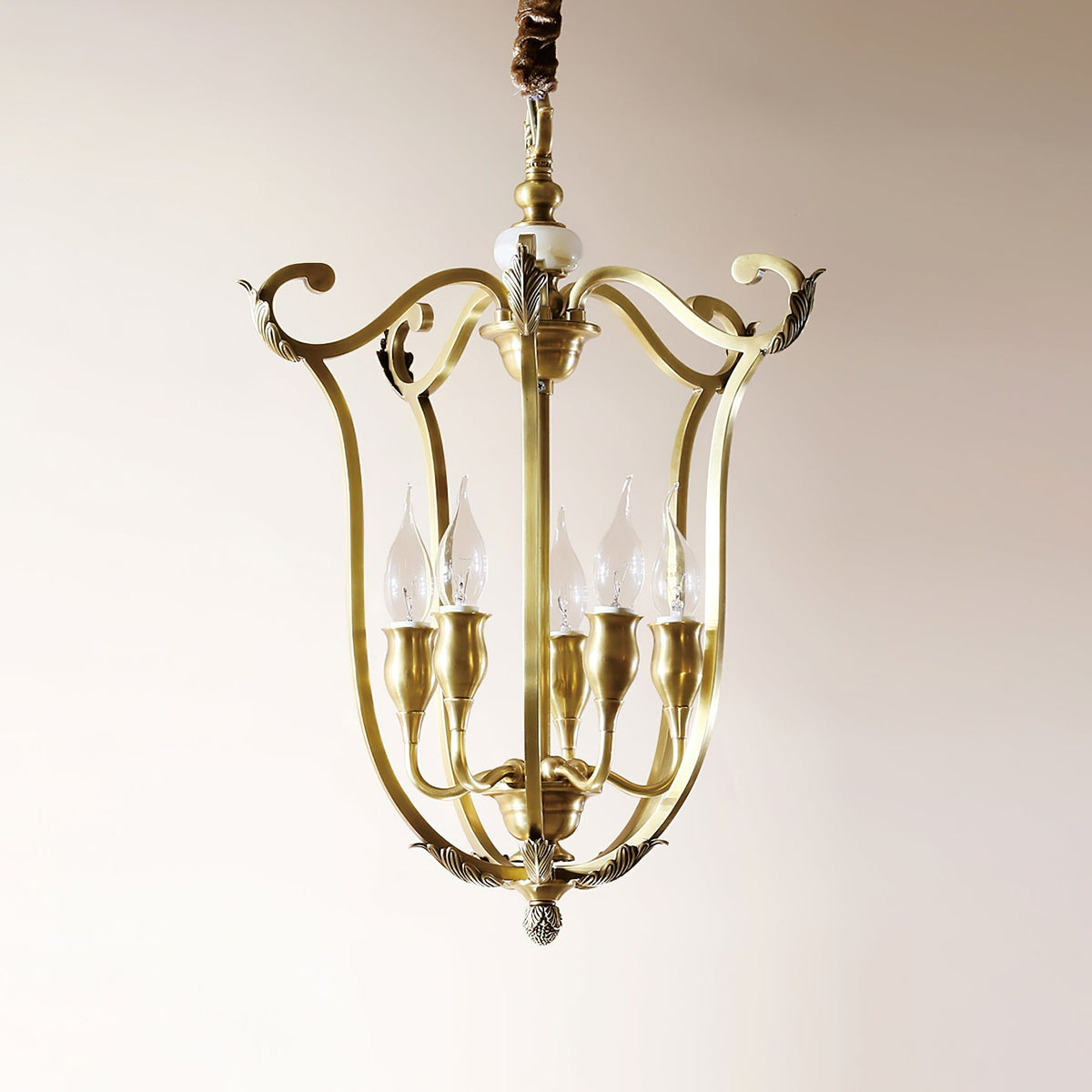 Niroxa kroonluchter met lantern frame goudkleurig