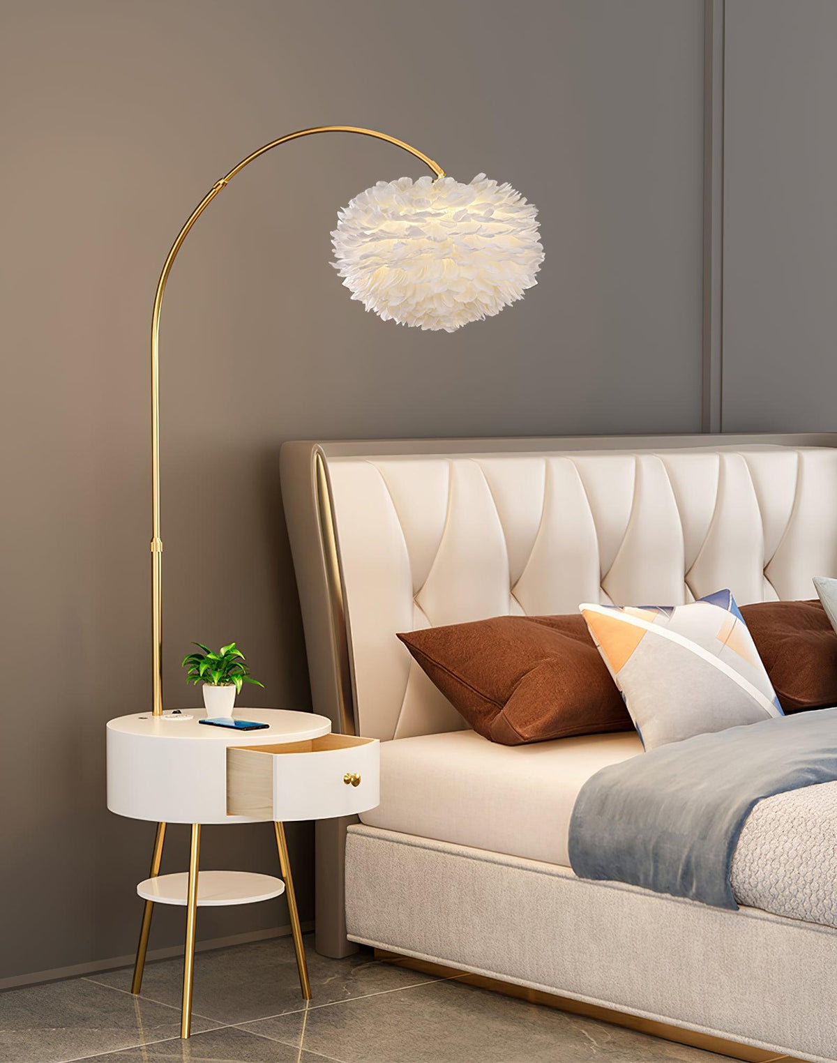 Navoic Marmer Hout Vloerlamp