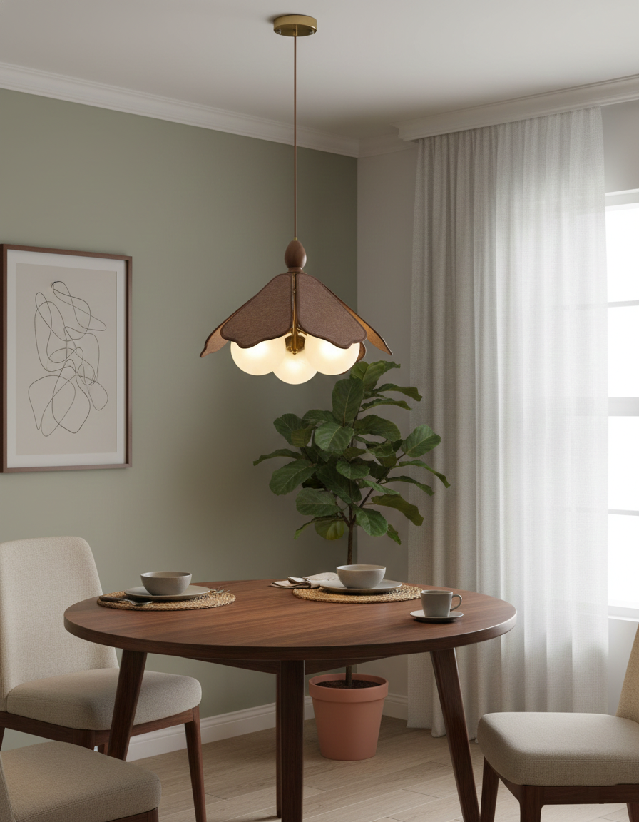 Miraise hanglamp van walnootkleurig hout