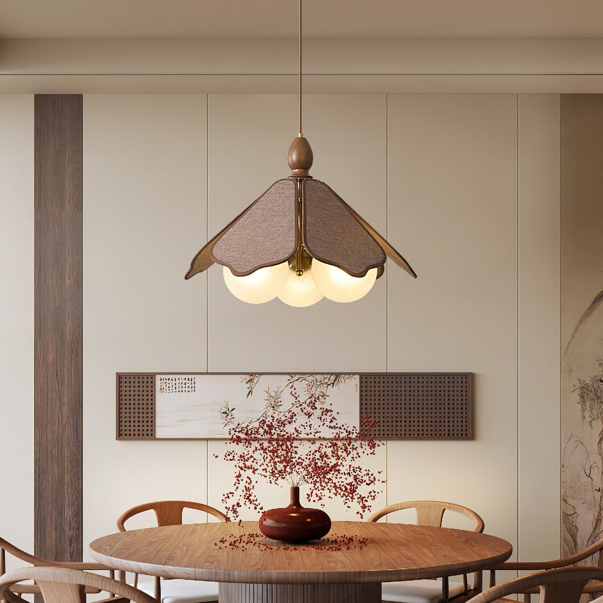 Miraise hanglamp van walnootkleurig hout