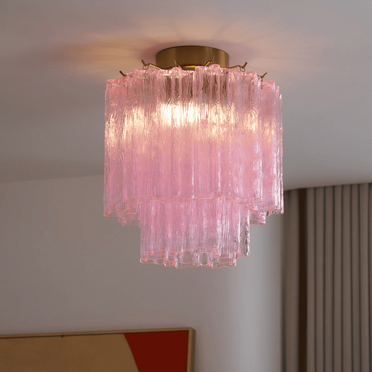 Eiriel plafondlamp roze Murano-glas gestapelde moderne vlakke plafondlamp