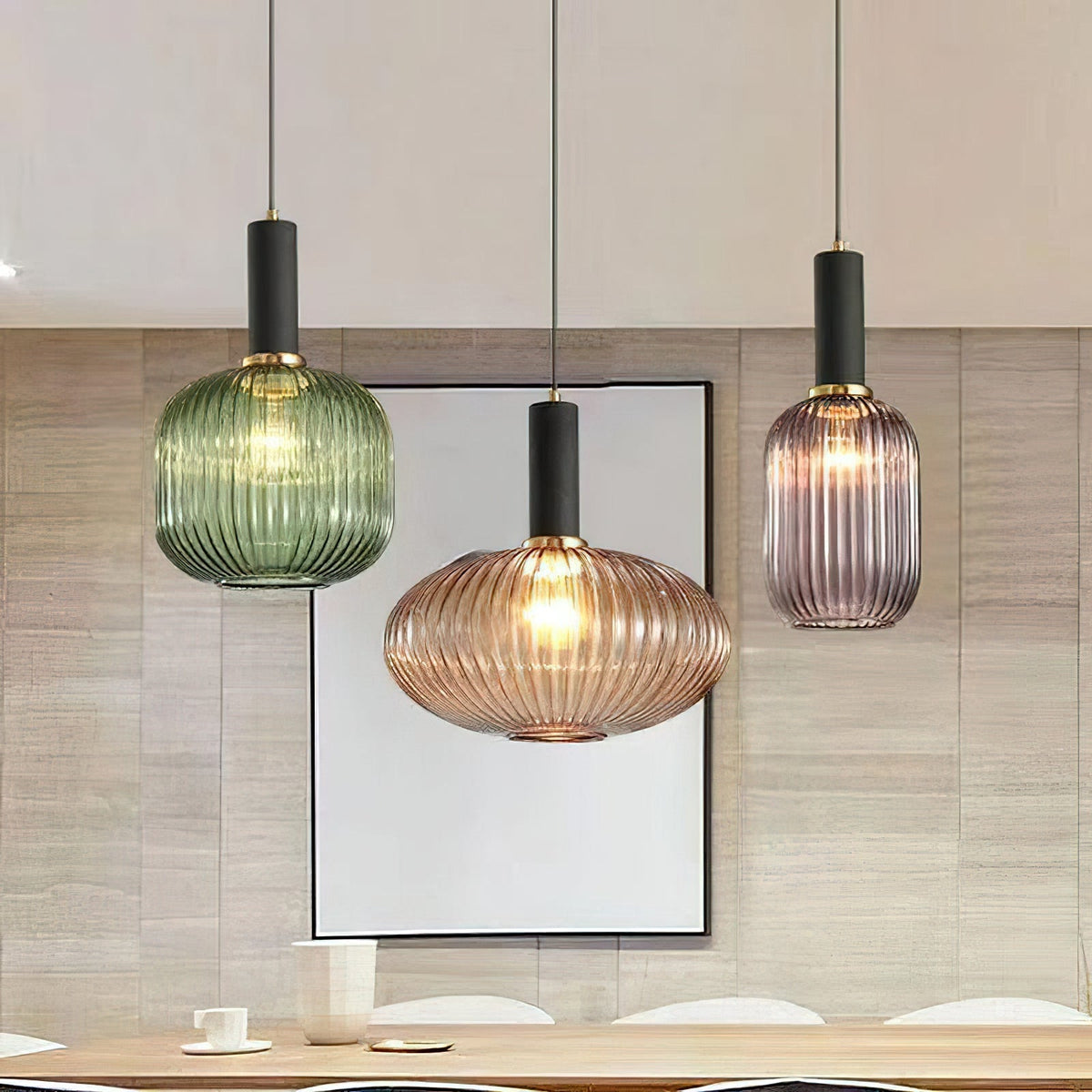 Viremont hanglamp van glas met ribbelglas