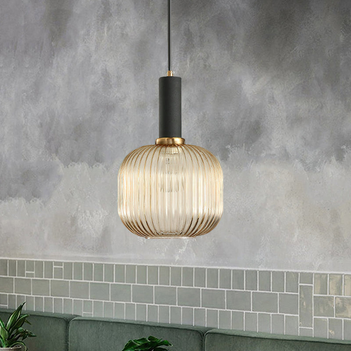 Viremont hanglamp van glas met ribbelglas