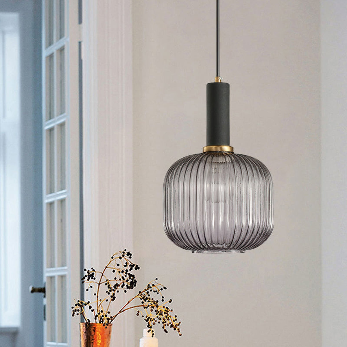 Viremont hanglamp van glas met ribbelglas