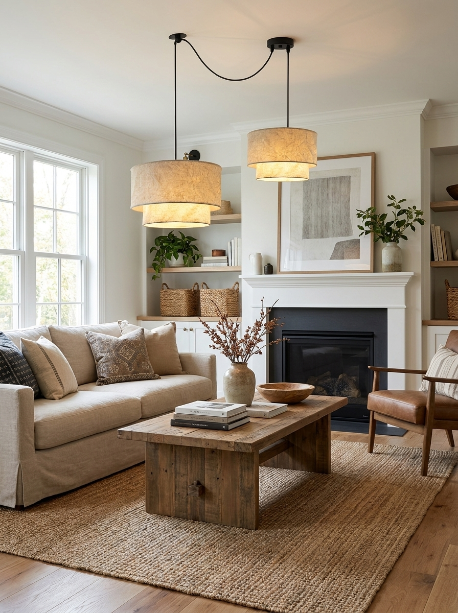 Merrinford Linnen Trommel Hanglamp