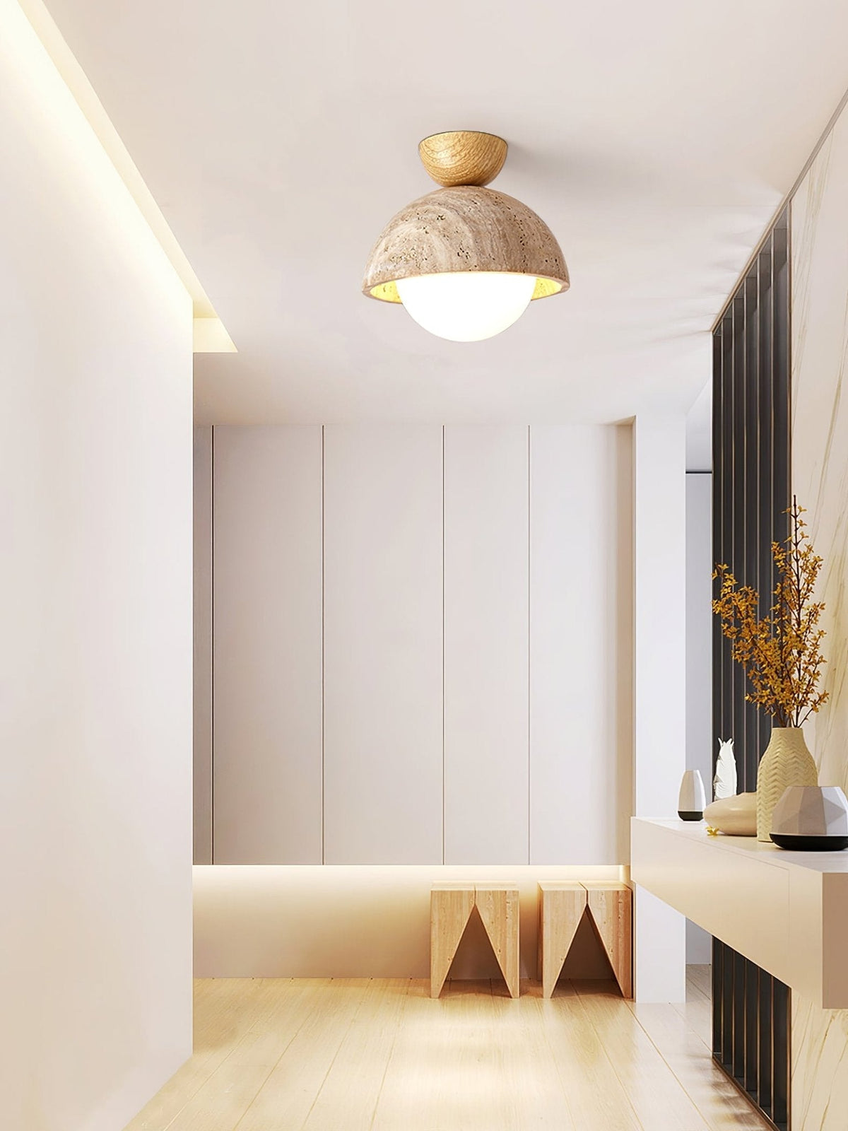 Serireon plafondlamp van geel travertin