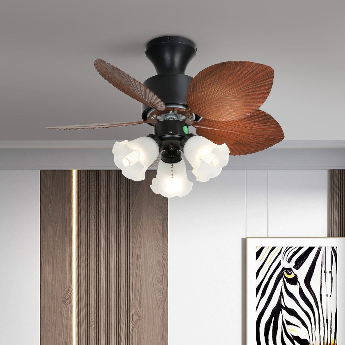 Rinirian Vintage Hout Plafondventilator met lamp