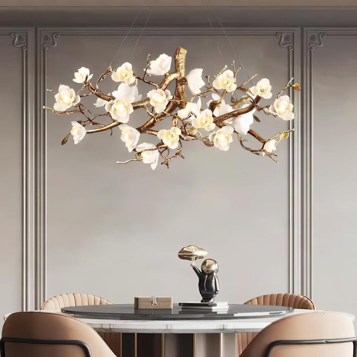 Tominex Postmodern luxe Flower Bloom Branch messing keramische Kroonluchter