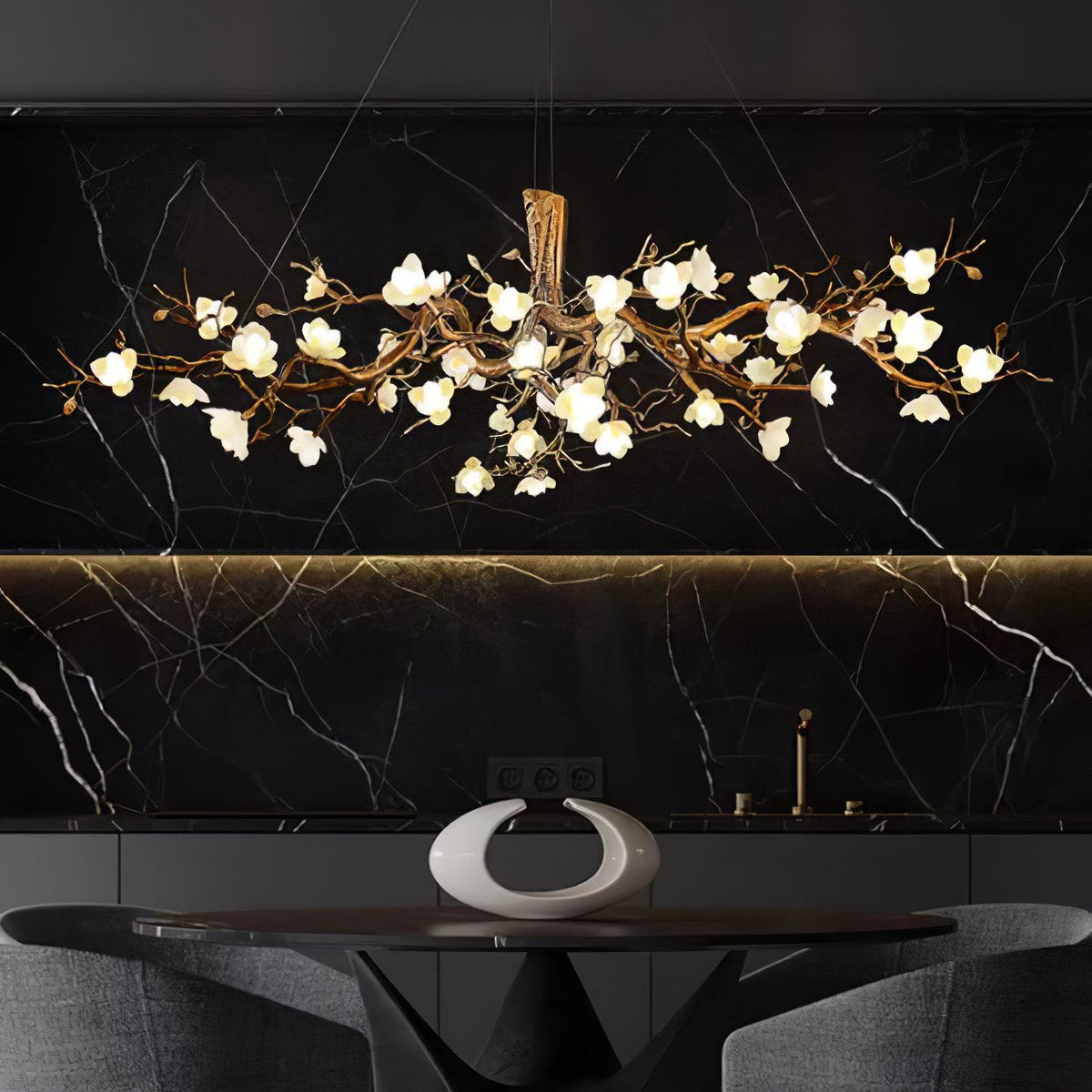 Tominex Postmodern luxe Flower Bloom Branch messing keramische Kroonluchter