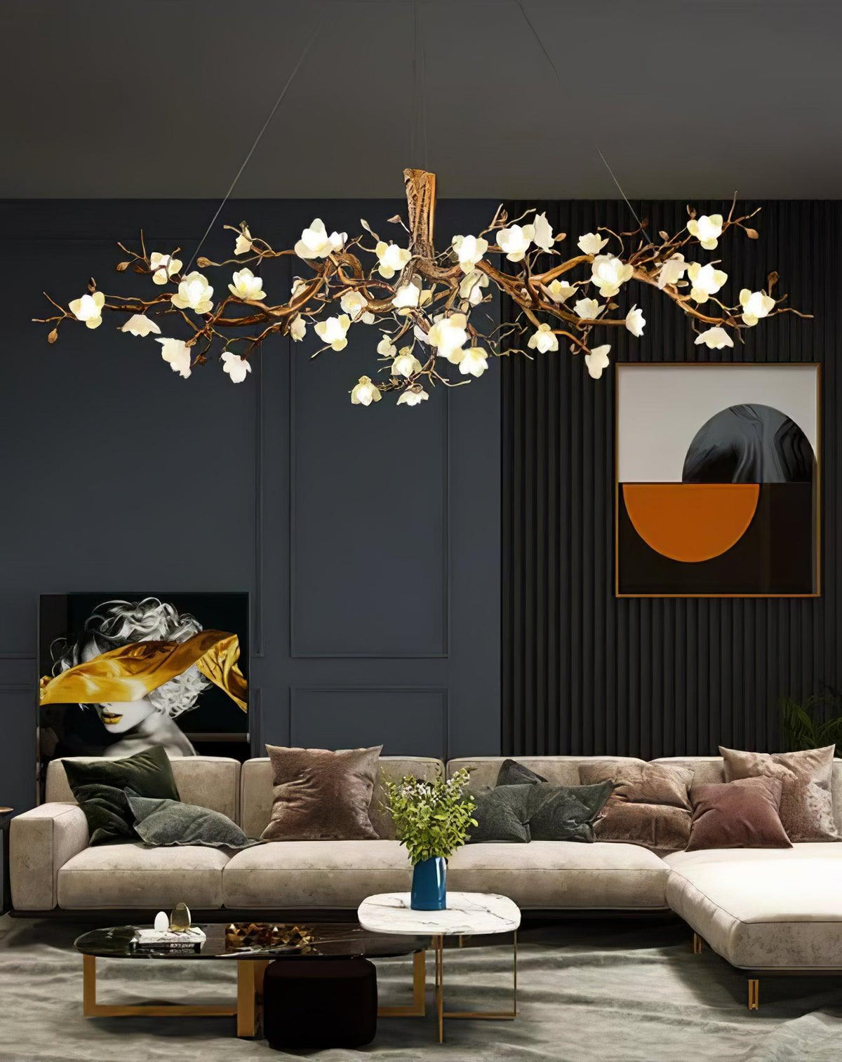 Tominex Postmodern luxe Flower Bloom Branch messing keramische Kroonluchter