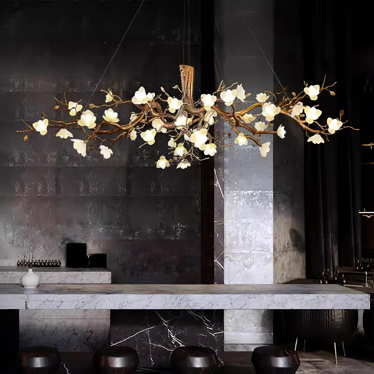 Tominex Postmodern luxe Flower Bloom Branch messing keramische Kroonluchter