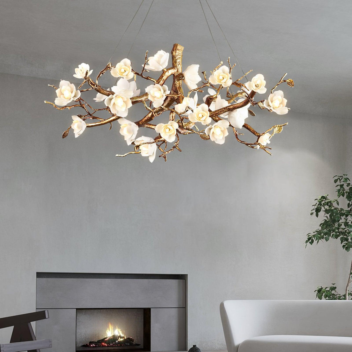Tominex Postmodern luxe Flower Bloom Branch messing keramische Kroonluchter