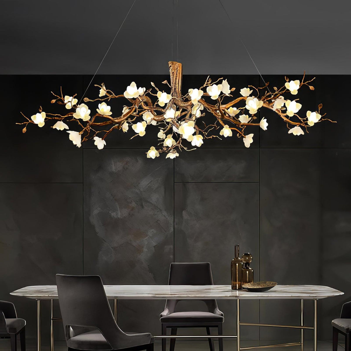 Tominex Postmodern luxe Flower Bloom Branch messing keramische Kroonluchter