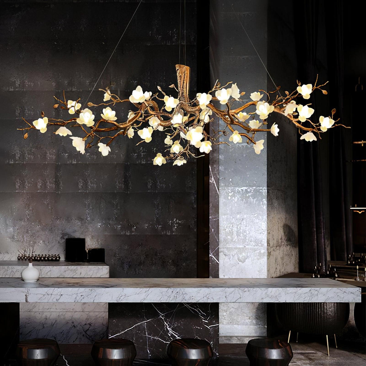 Tominex Postmodern luxe Flower Bloom Branch messing keramische Kroonluchter