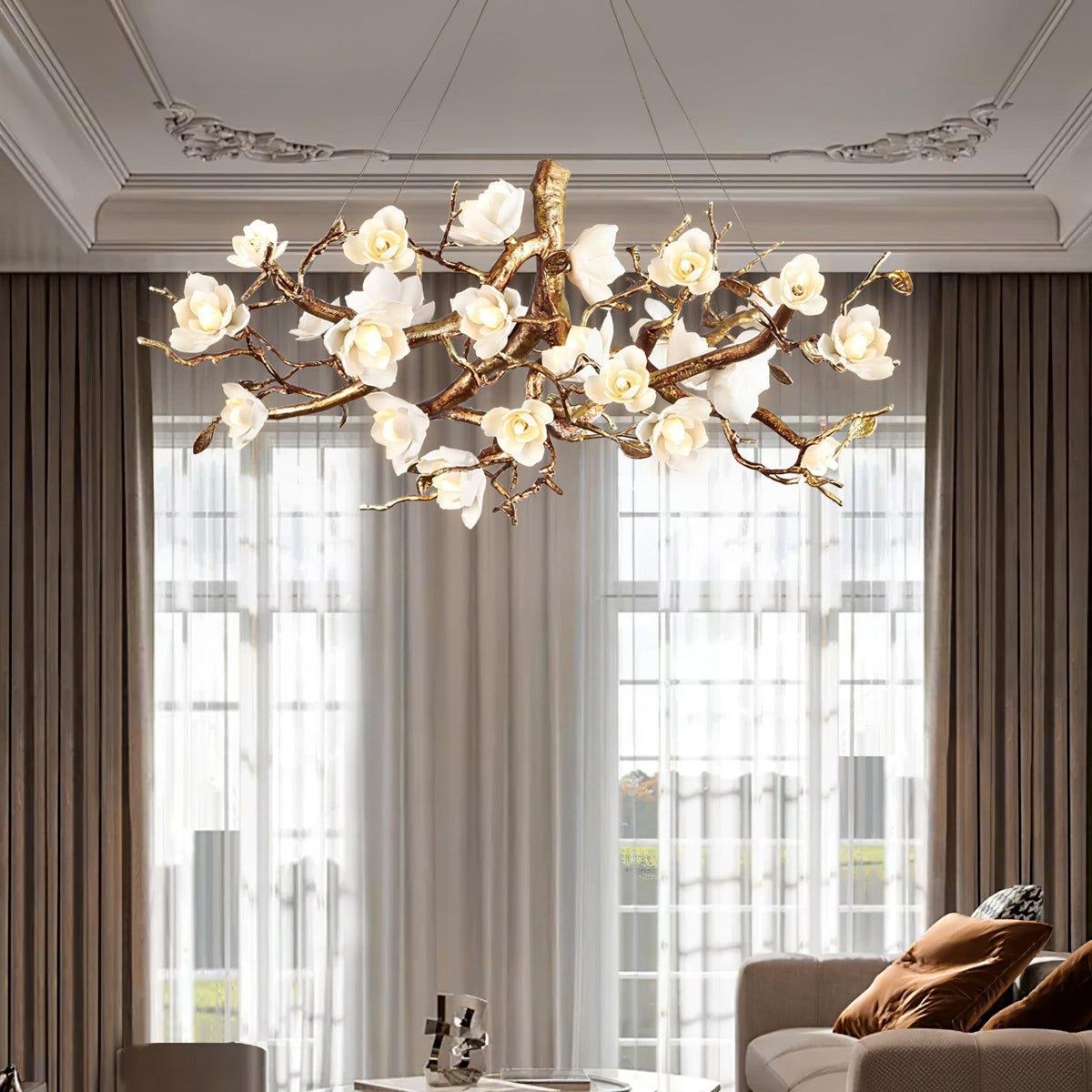 Tominex Postmodern luxe Flower Bloom Branch messing keramische Kroonluchter