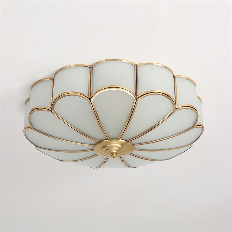 Eiroria Bloemvormige plafondlamp van messing met glas