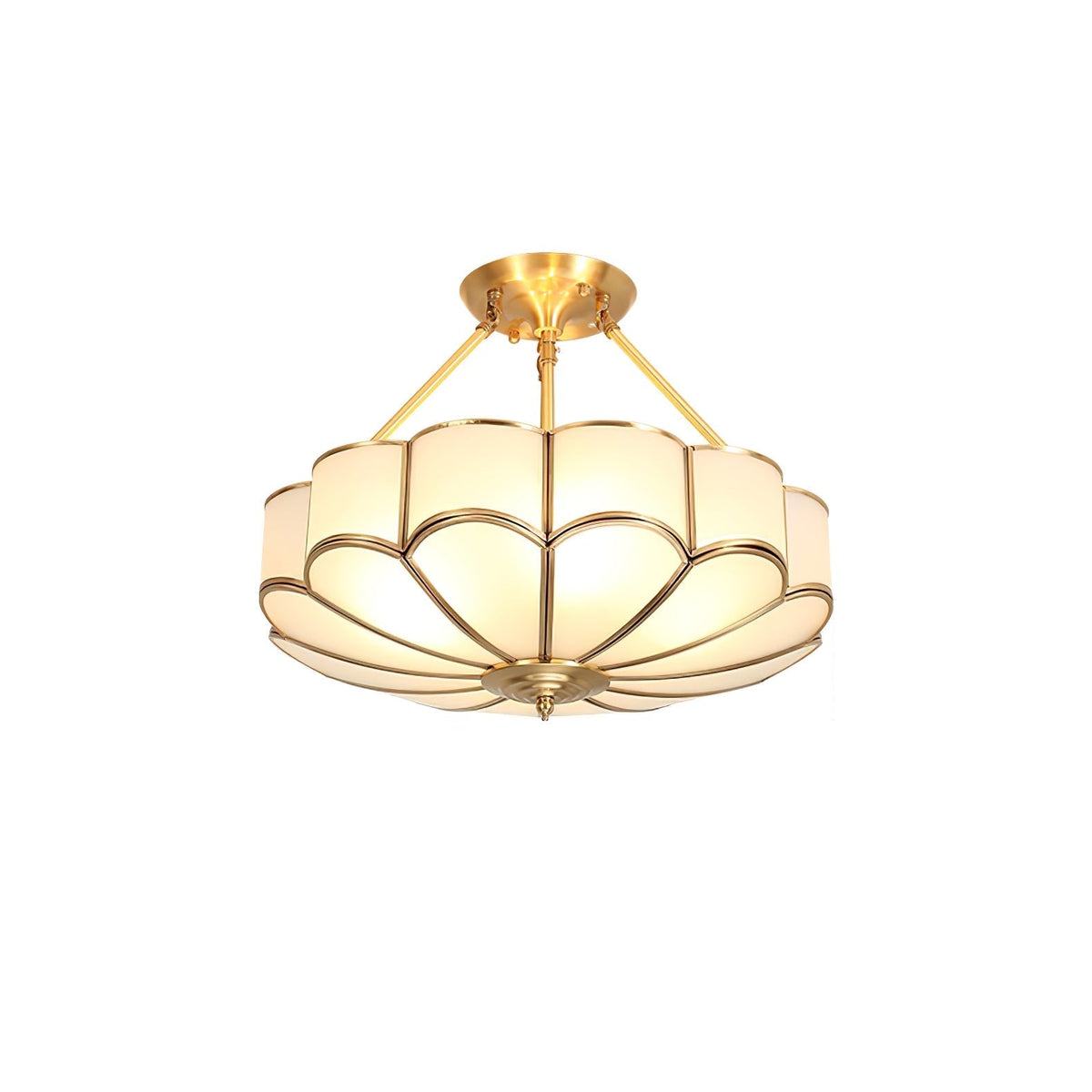 Levenor plafondlamp van matglas met bloemblaadjes en messing afwerking