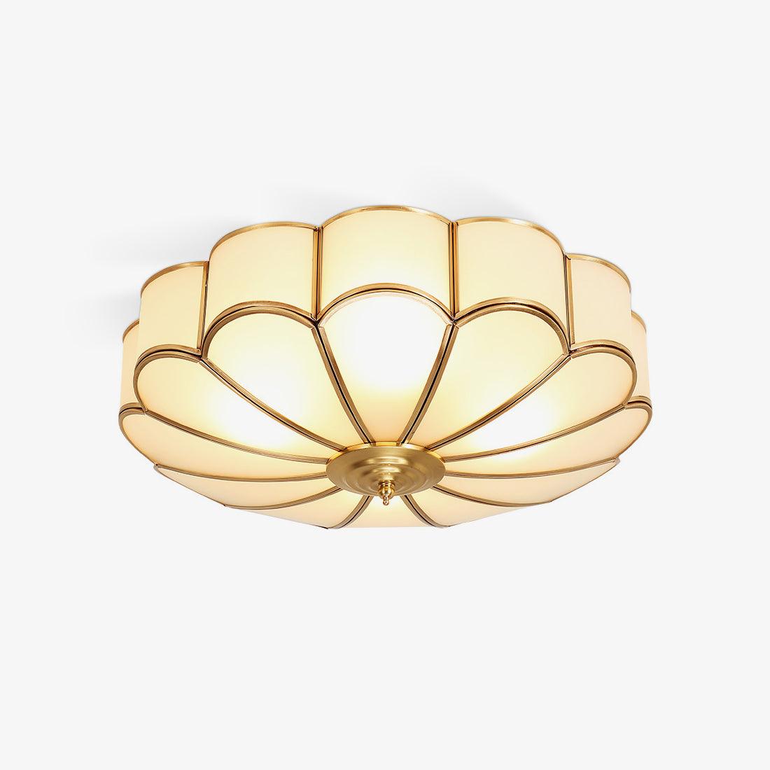 Velenena plafondlamp bloemvormig glas messing