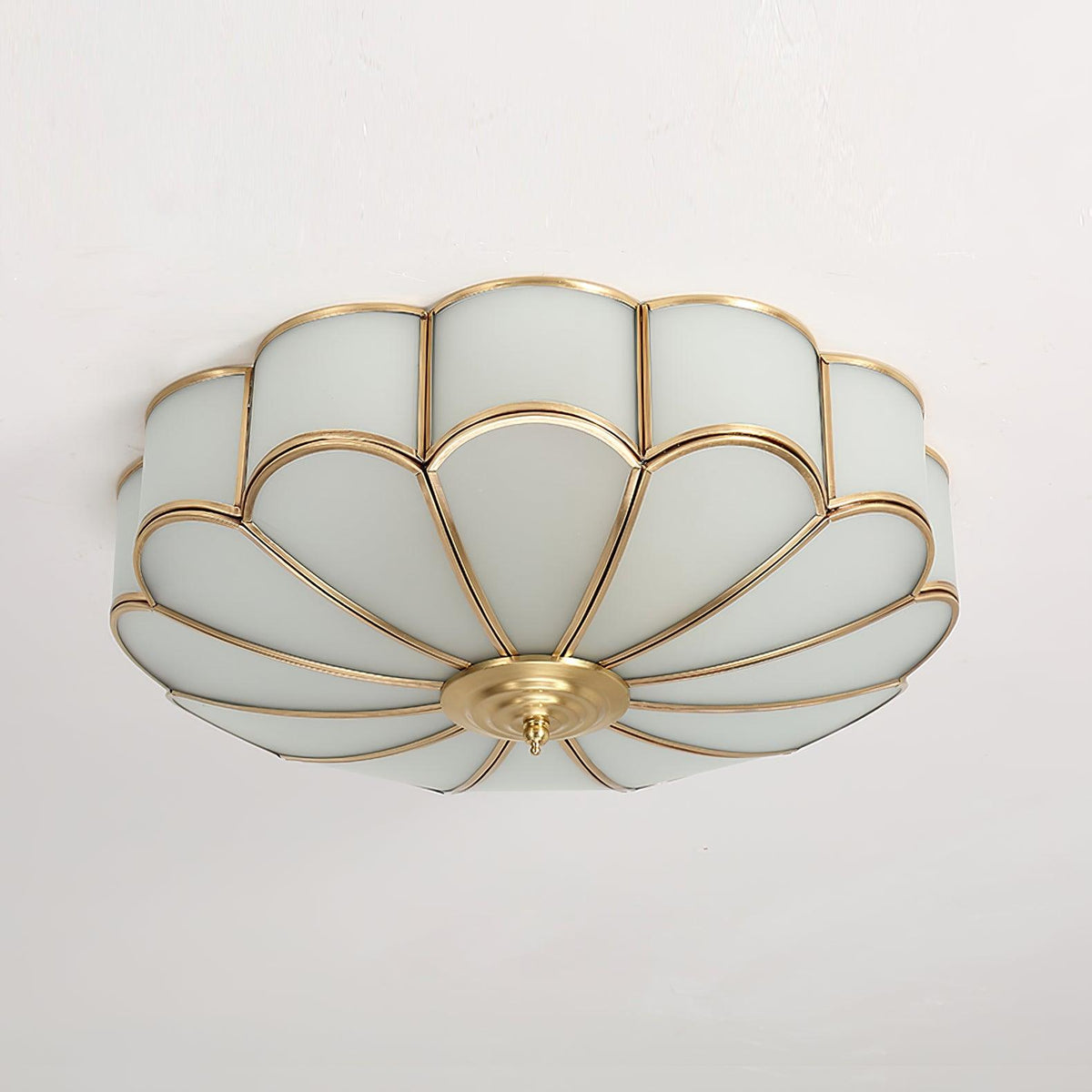 Velenena plafondlamp bloemvormig glas messing