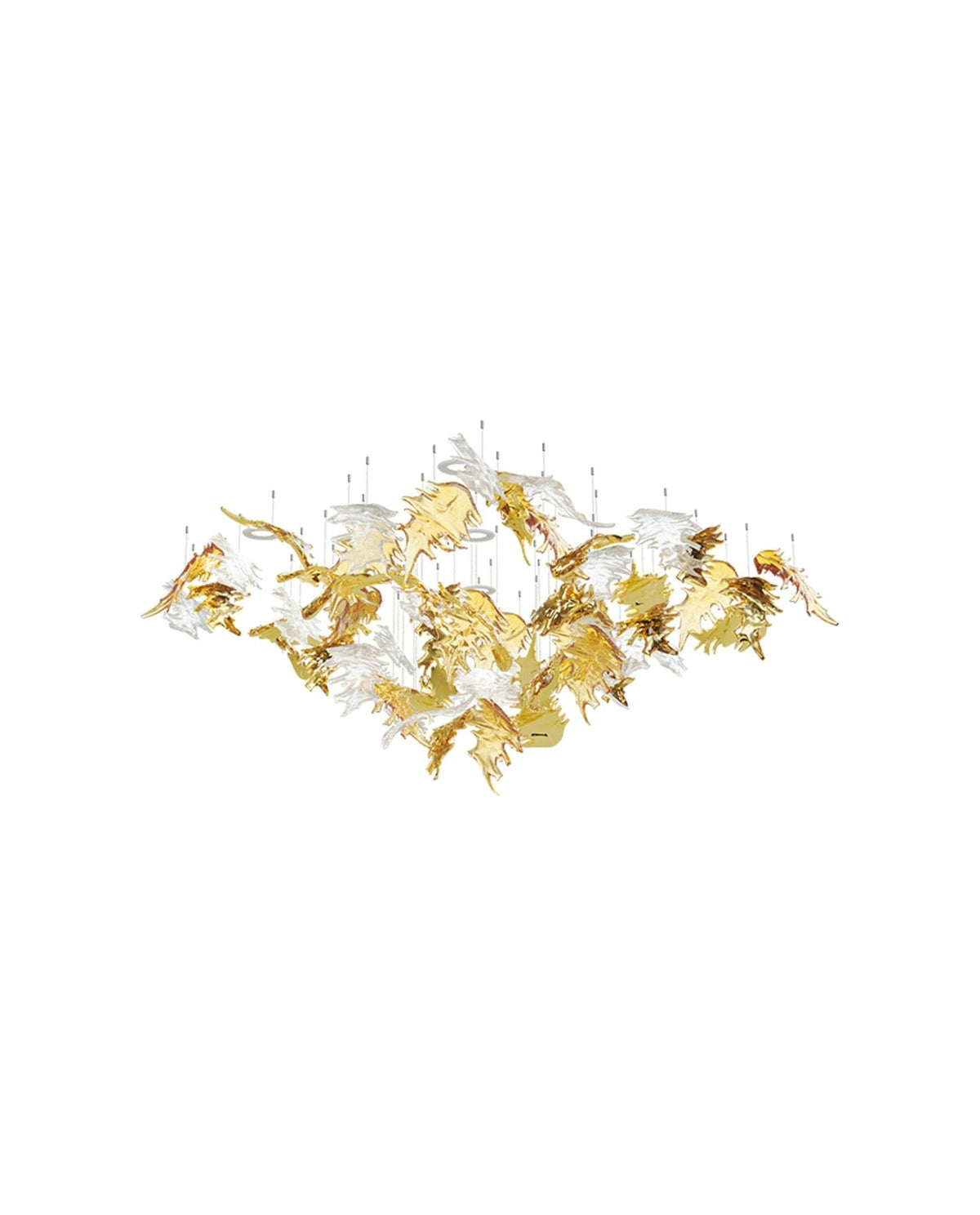 Cosolion kroonluchter met vogels in amberkleurig helder glas