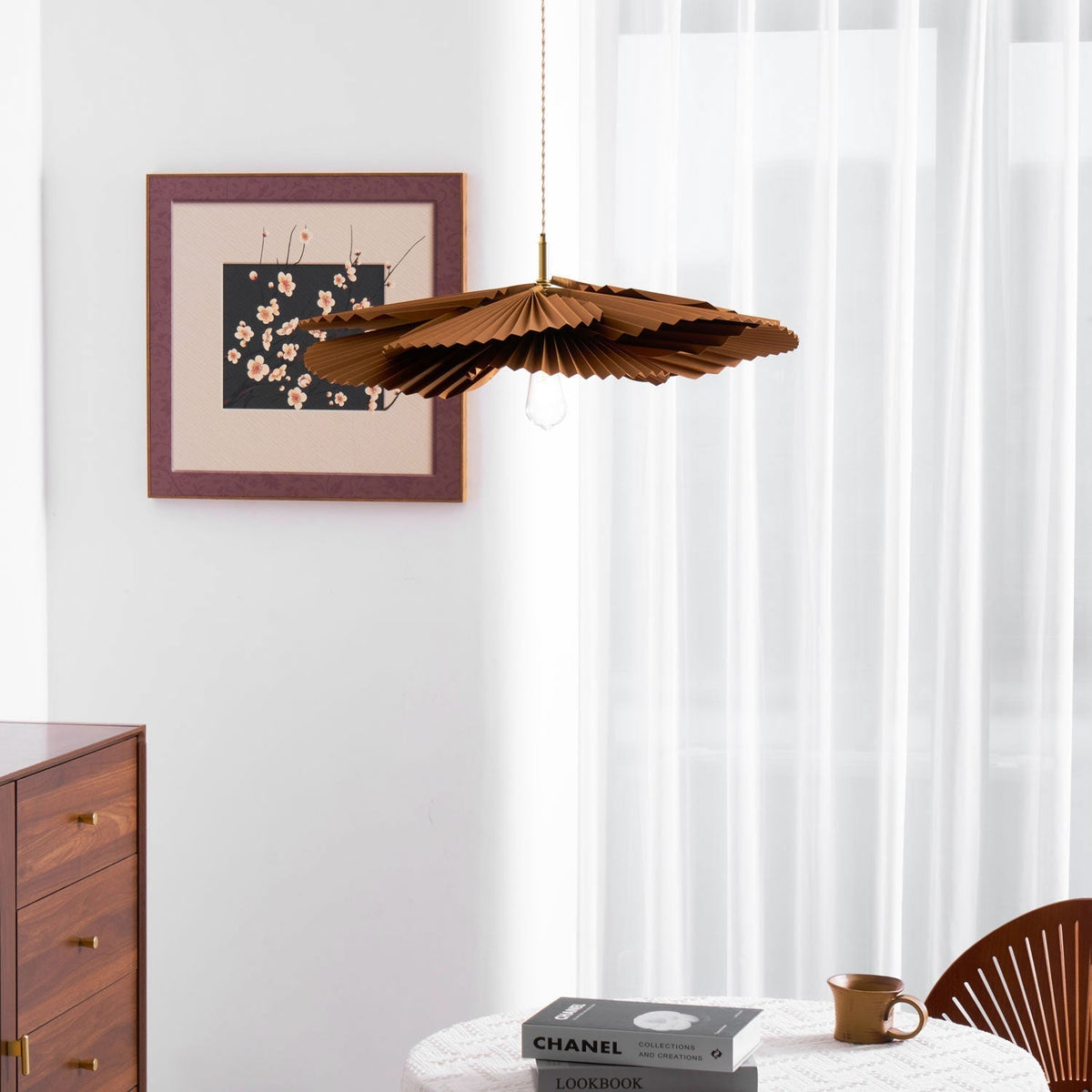 Wilto hanglamp lotusblad van gevouwen papier met bloemvorm